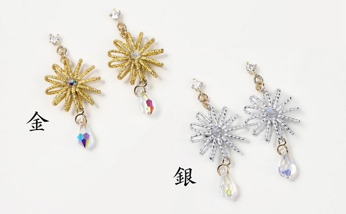 水引ピアス・金（スワロフスキー付）お祝い ギフト アクセサリー お花 