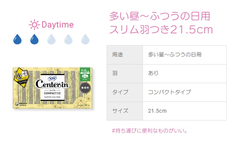 ソフィ センターインコンパクト１／２無香料多い昼用 22枚×9 雑貨 日用品 衛生用品 生理用品 ナプキン スリム ユニ チャーム 
