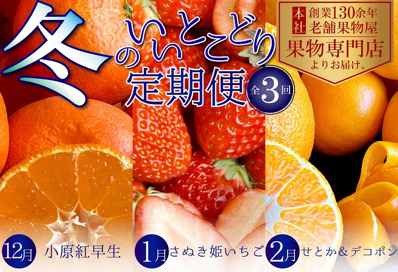 冬のいいとこどり定期便【全3回】 果物 フルーツ デザート 食後 冬のフルーツ 冬の果物 小原紅早生 さぬき姫 いちご せとか デコポン 冬の味覚