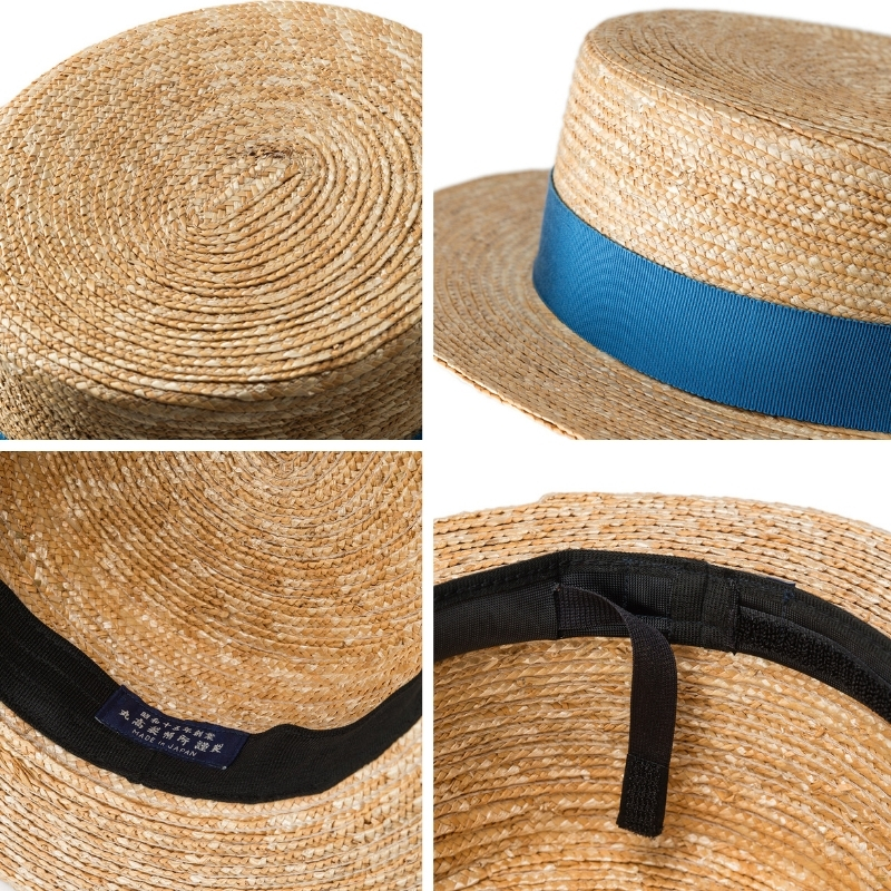 【藤巻百貨店×丸高製帽所】麦わら カンカン帽 (ブラック) ファッション小物 帽子