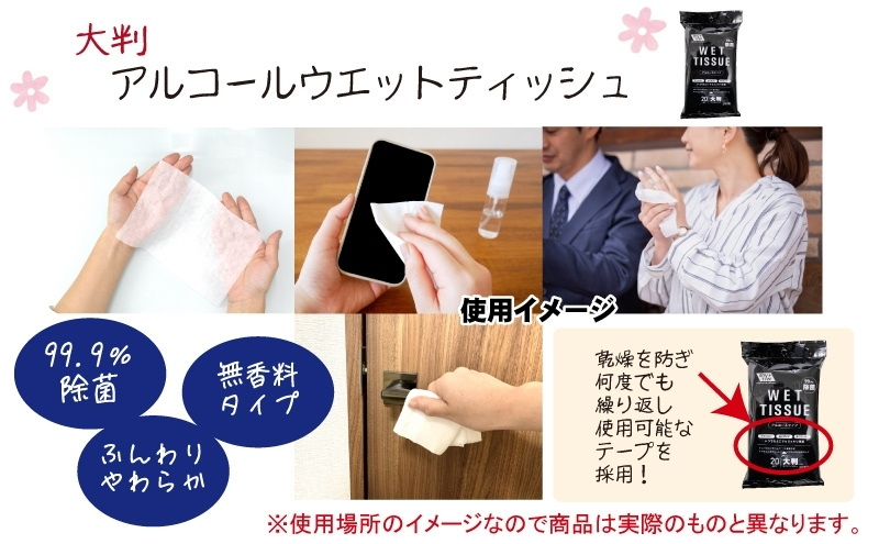 【99.9％除菌】大判ウエットティッシュ（アルコールタイプ）20枚入×4個＆ 新生児から使える赤ちゃんおしりふき（小さめ）80枚入×5個〈KA-167M〉