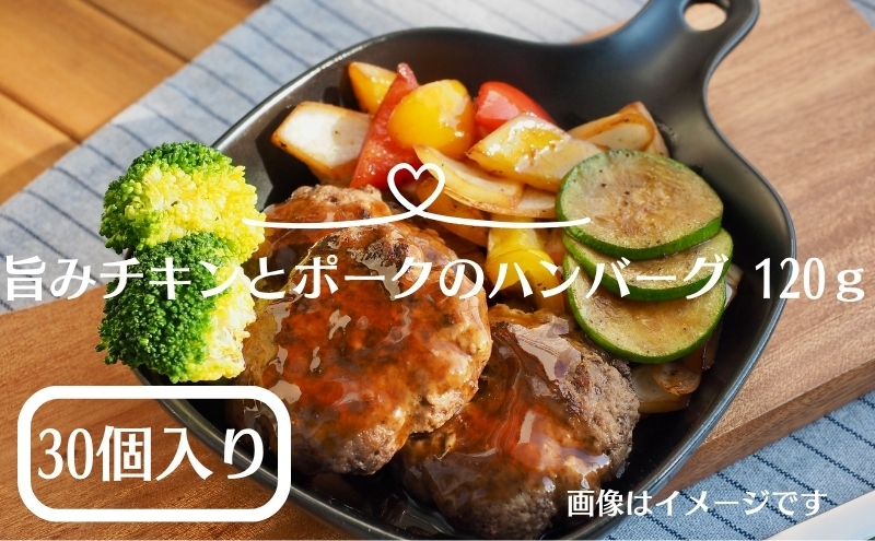旨みチキンとポークのハンバーグ 120ｇ×30個（冷凍直送）