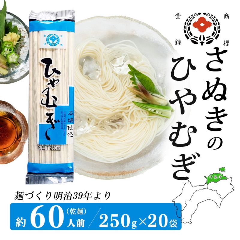 合田照一商店 さぬきうどん店が作る ひやむぎ 250g×20袋詰 讃岐 冷麦 麺 麺類 乾麺 香川 観音寺市
