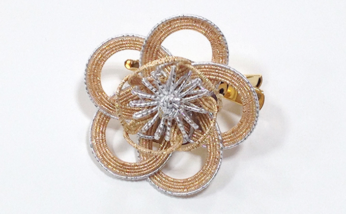 水引髪飾り・シャンパンゴールド お祝い ギフト アクセサリー ブローチ 髪留め