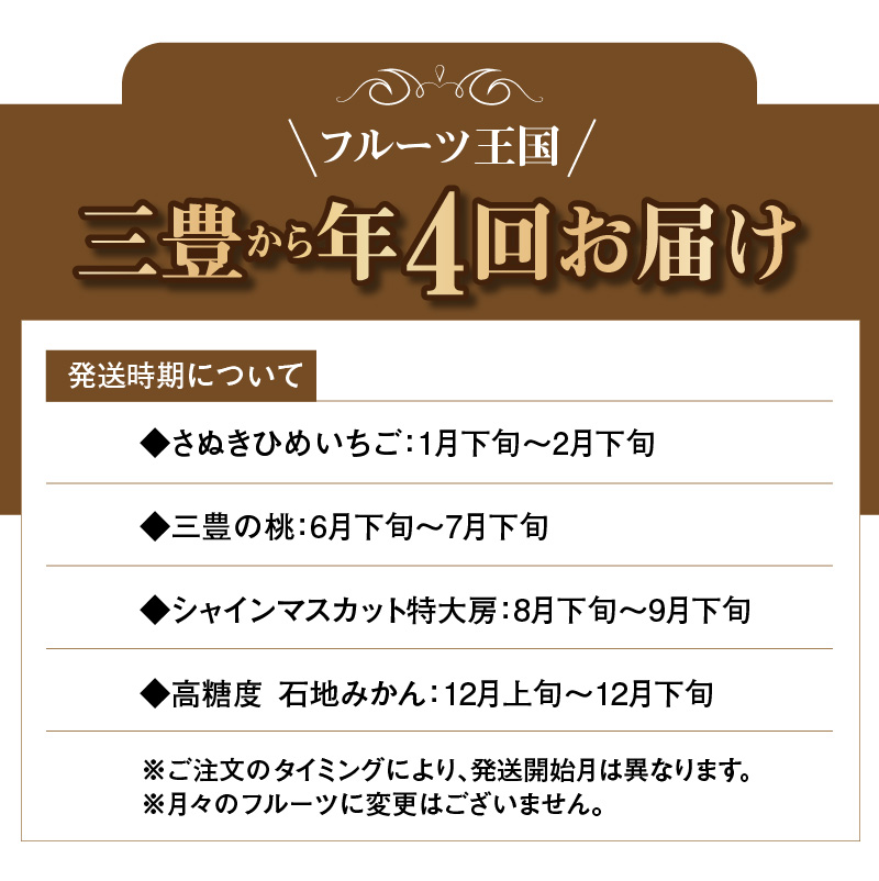 M02-0201_【配送不可地域：北海道・沖縄県・離島】三豊市産 人気の厳選フルーツ定期便R （年4回）