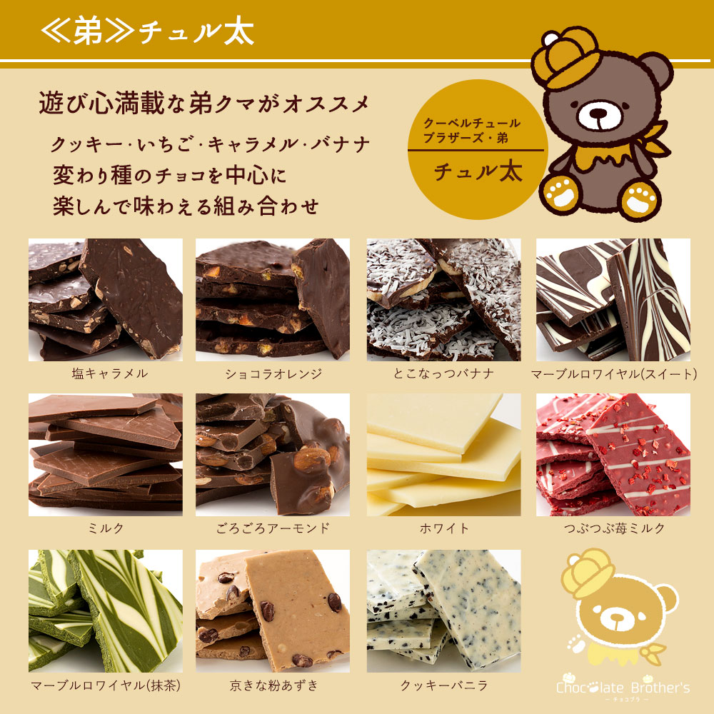 MH140-0022-2_11種類の割れチョコ★ クベ之助とチュル太山盛りChocolateBrothers 1kg【欲張りチュル太(弟)セット1kg】