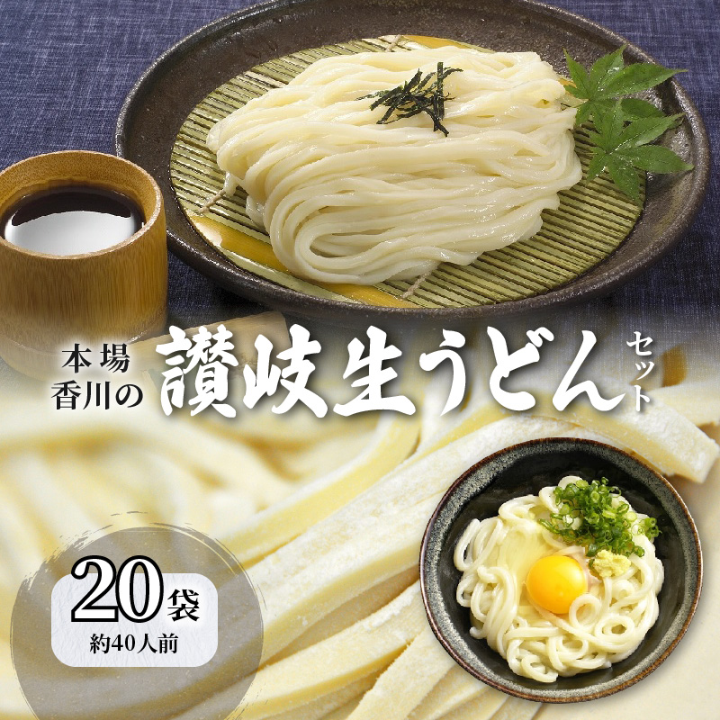 【3回定期便】うどん 香川 讃岐生うどん セット 40人前 小分け 20袋_M104-0005