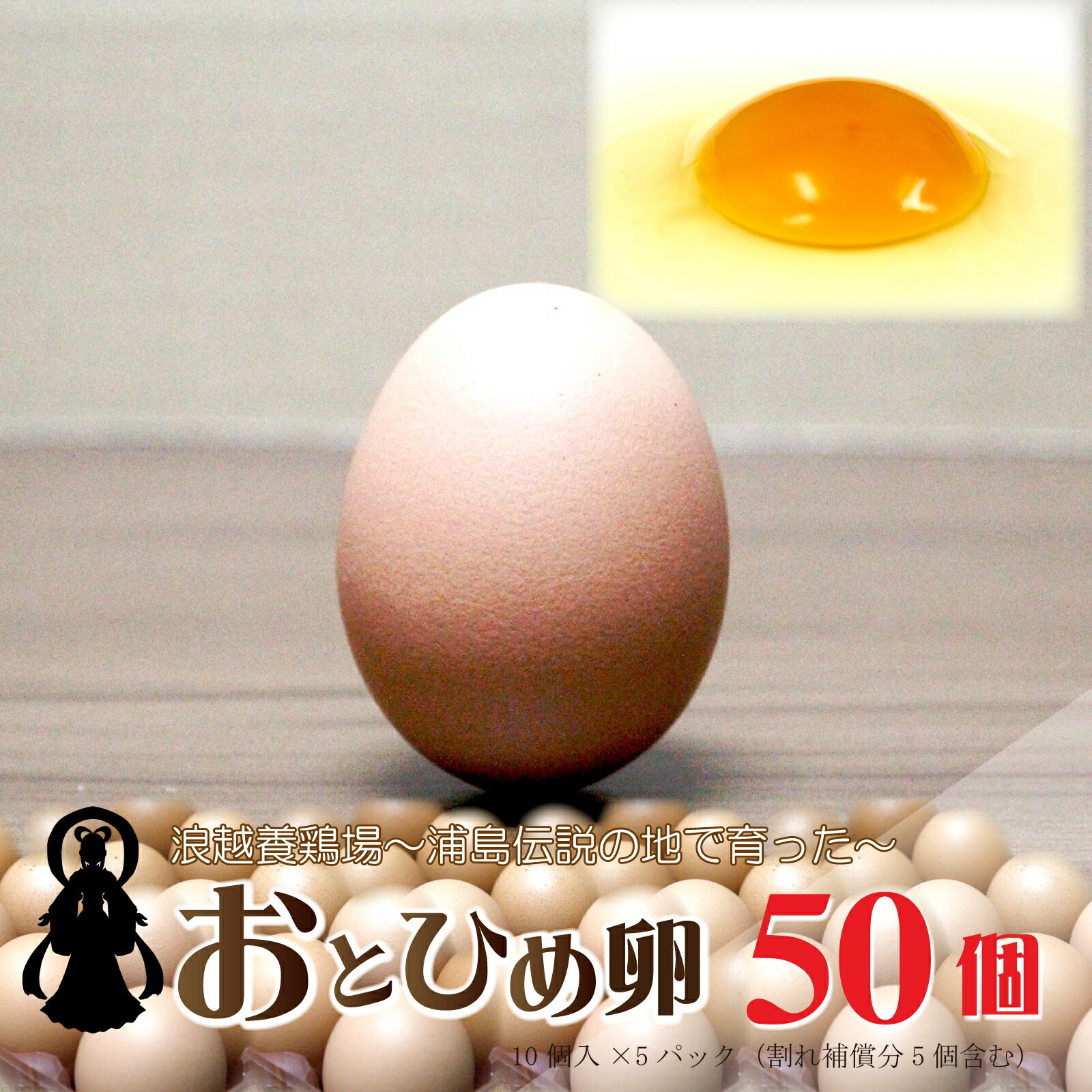 M95-0103_【ふるさと納税】新鮮【おとひめ卵】～父母ヶ浜の夕日～たまご５０個（45個＋割れ補償5個）