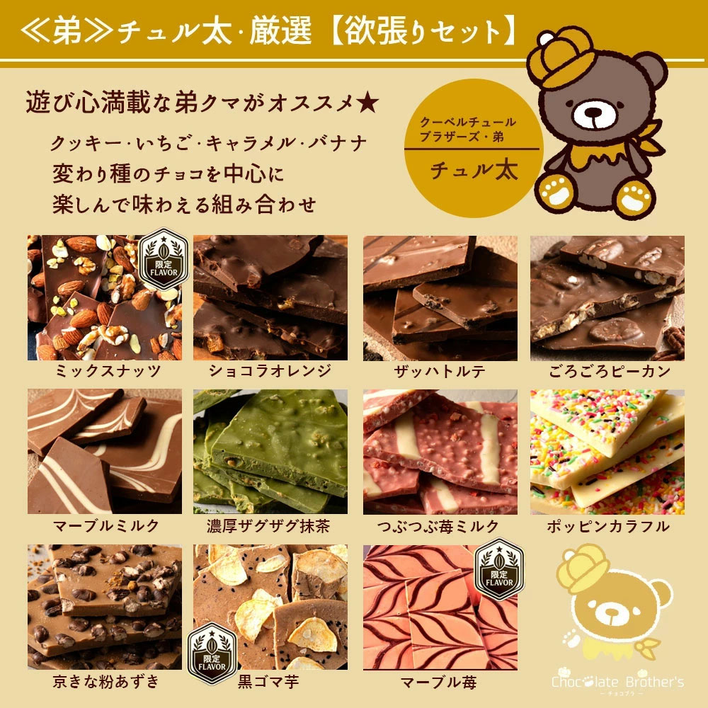 MH140-0022-550-2_クベ之助とチュル太山盛りChocolateBrothers GoGO!パック 550g【欲張りチュル太(弟)】