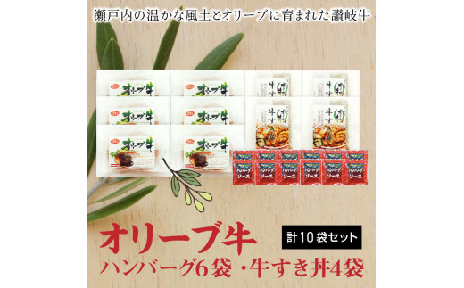 M04-0064_オリーブ牛 ハンバーグ6袋・牛すき丼4袋セット s-15