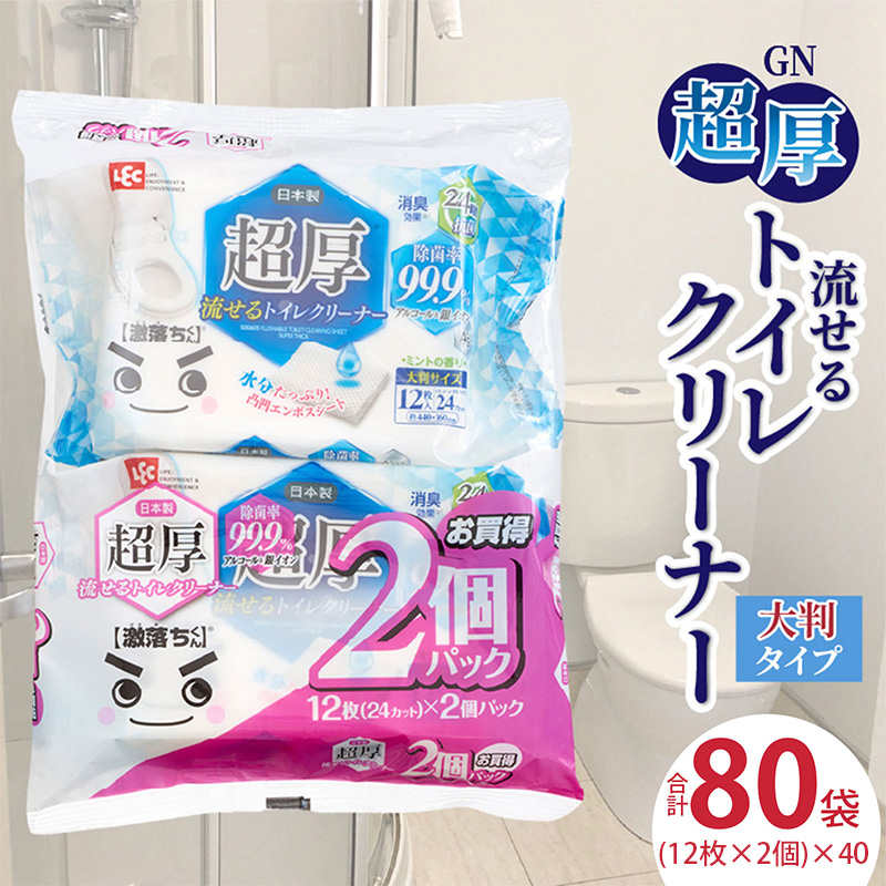 M89-0027-40_【ふるさと納税】GN超厚流せるトイレクリーナー大判(12枚×2パック)×40袋×2