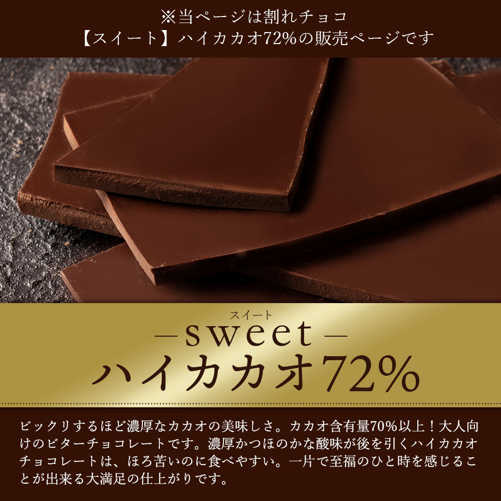 MH140-0038-500_【ゆうパケット】【10月〜4月配送限定】スイーツ 割れチョコ ハイカカオ 72% 200g×2