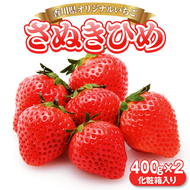 M02-0017_【ふるさと納税】【3月上旬～3月下旬】香川県オリジナルいちご 「さぬきひめ」 400ℊ化粧箱☓2箱