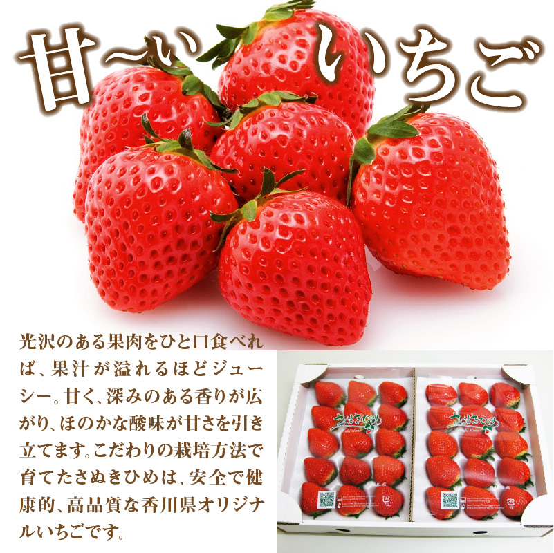 M02-0017_【ふるさと納税】【3月上旬～3月下旬】香川県オリジナルいちご 「さぬきひめ」 400ℊ化粧箱☓2箱