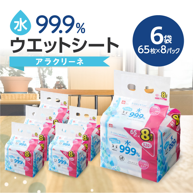 アラクリーネ 水99.9％ウエットシート （65枚×8P）×6袋_M89-0021