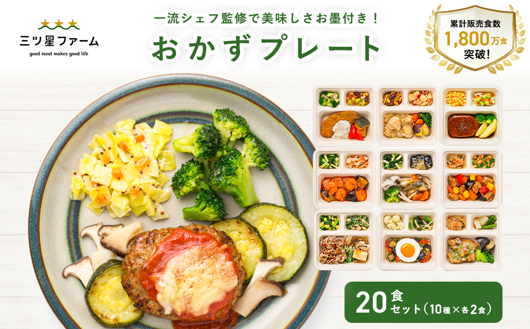 M161-0001-20_【ふるさと納税】三ツ星ファームおかずプレート 20食セット
