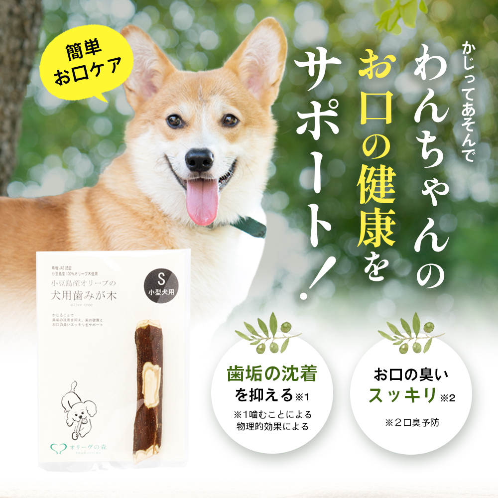 小豆島産オリーブの犬用はみが木　S(小型犬用)　1本入