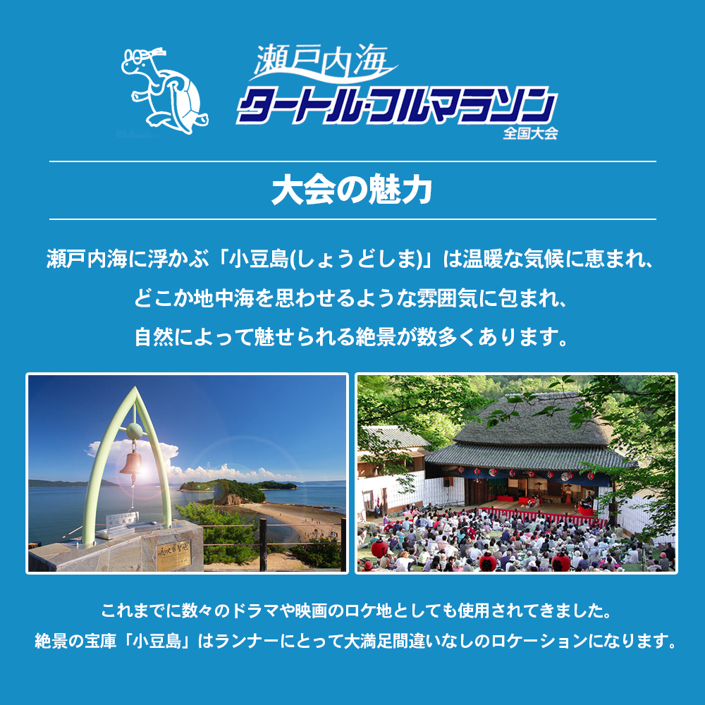 第43回瀬戸内海タートル・フルマラソン全国大会参加権 1名様（10kmの部） マラソン 瀬戸内 小豆島 10km  参加権 タートルマラソン 土庄