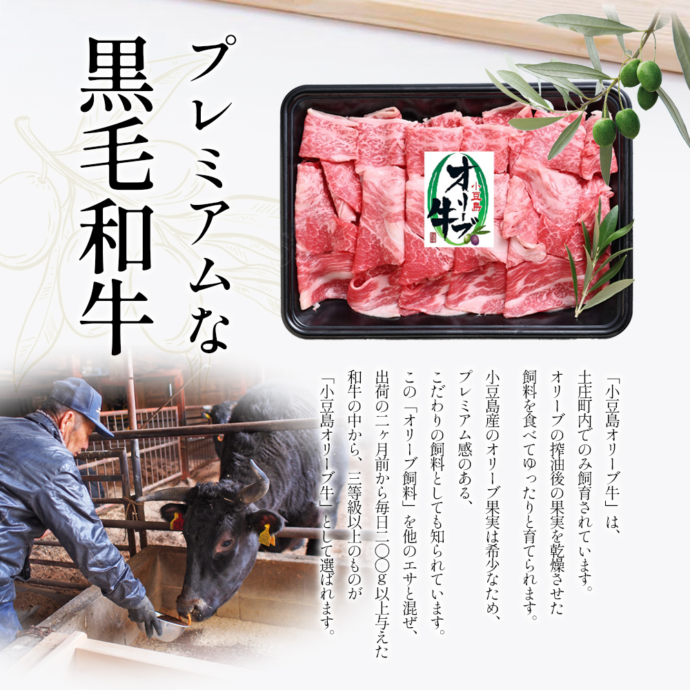 牛肉 小豆島オリーブ牛 切り落とし（300g×2パック） オリーブ牛 肉 オリーブ すき焼き しゃぶしゃぶ 小豆島 土庄