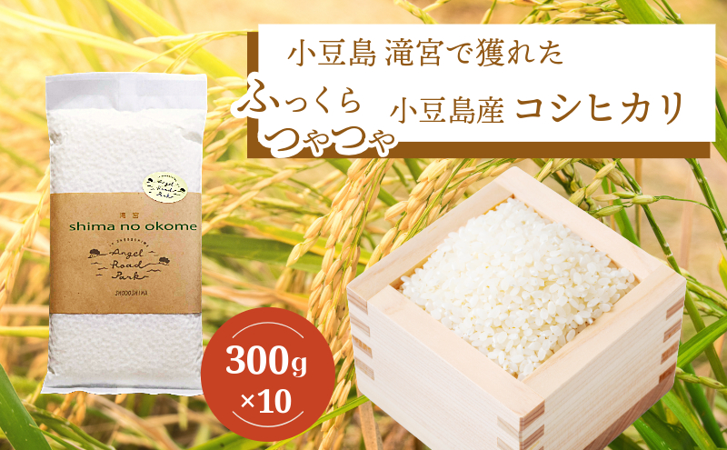 小豆島 滝宮で獲れたふっくらつやつや小豆島産コシヒカリ 300g×10個 こしひかり 白米 精米 もっちり 甘み 3kg