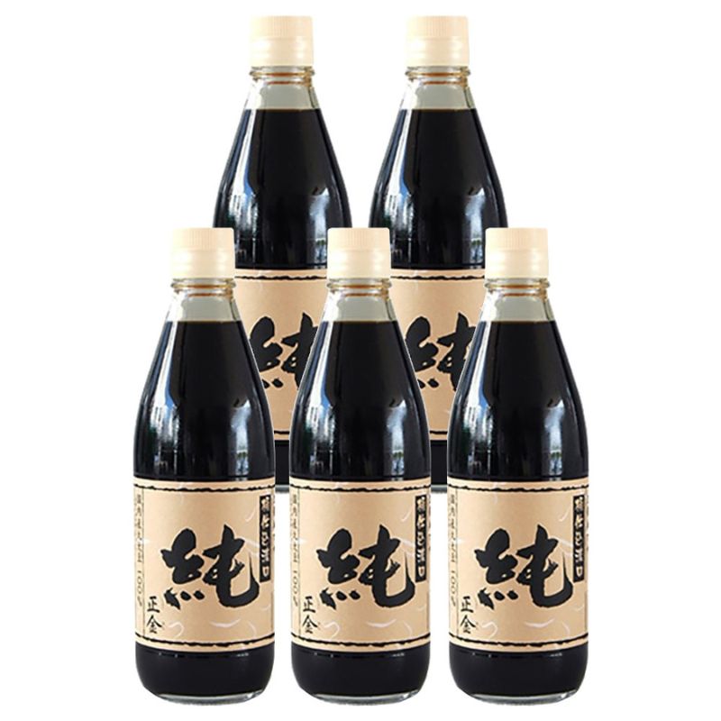 小豆島 桶（こが）仕込 天然醸造 正金醤油　　桶仕込濃口 純 360ml　5本入