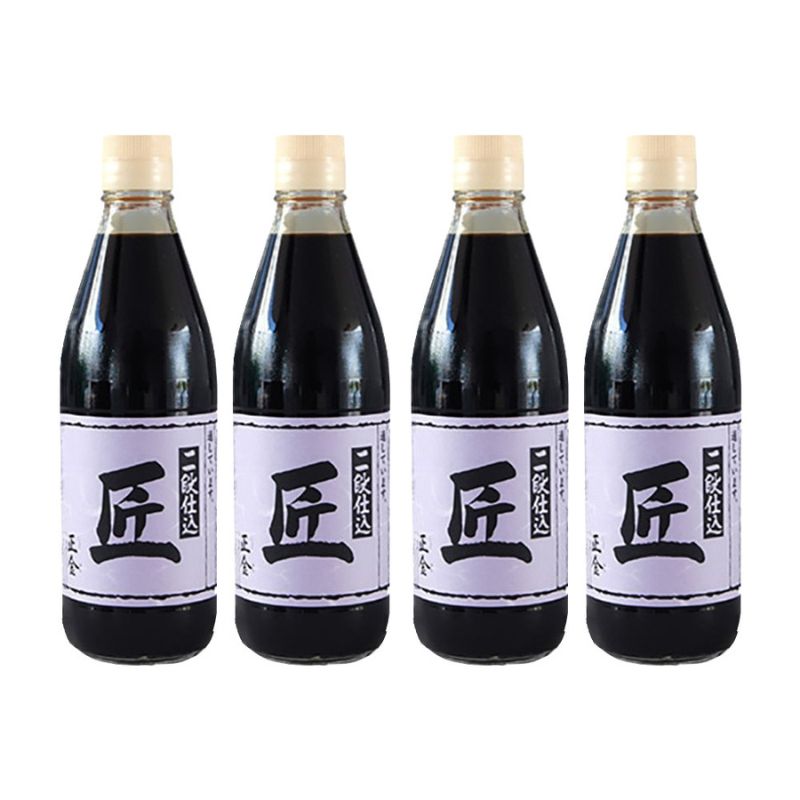 小豆島 桶（こが）仕込 天然醸造 正金醤油　　二段仕込 匠 360ml　4本入