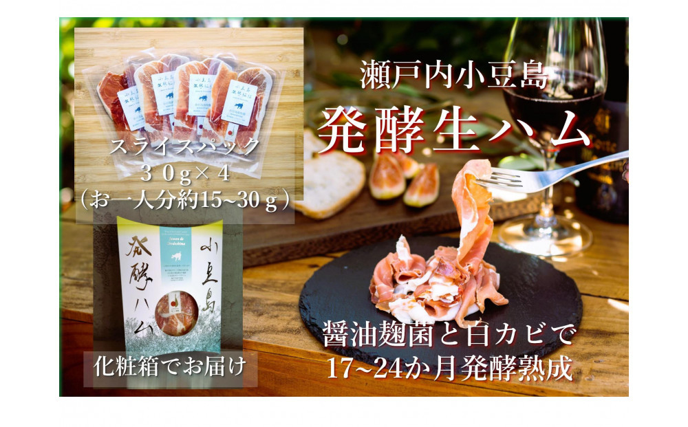 小豆島放牧豚の生ハム (小豆島発酵紅腿)スライスパック30g×4