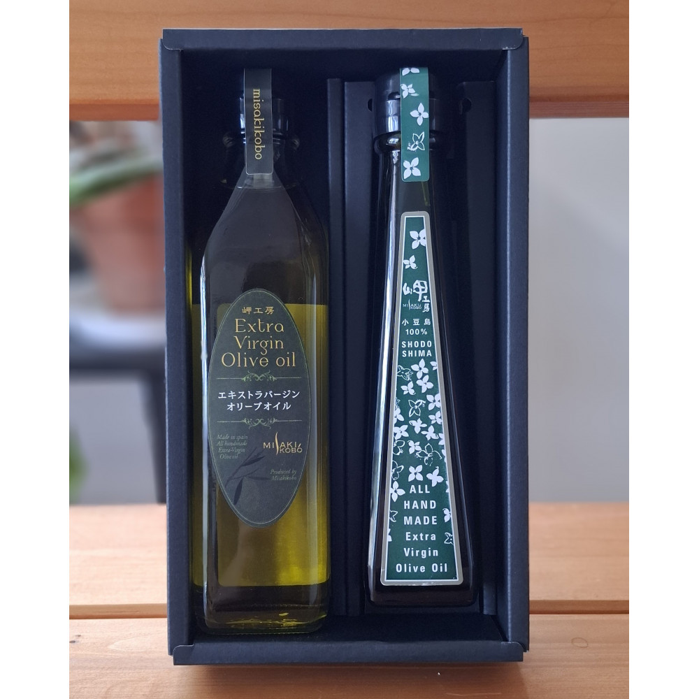 小豆島産エキストラバージンオリーブオイル”ハンドメイド”1本とスペイン産エキストラバージンオリーブオイル1本／ 合計2本セット