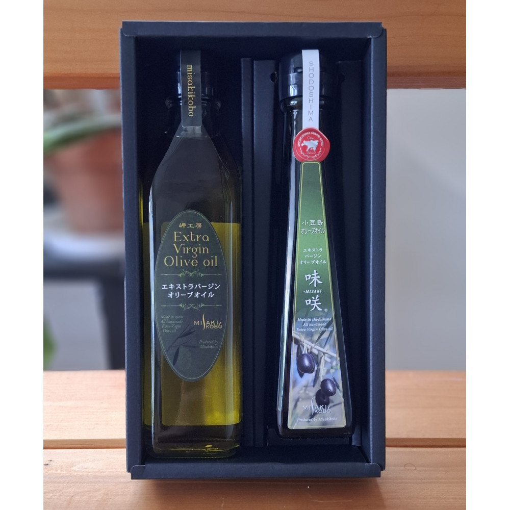 小豆島産エキストラバージンオリーブオイル”味咲”1本とスペイン産エキストラバージンオリーブオイル1本／ 合計2本セット