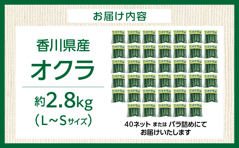 オクラ 約2.8kg |オクラ 野菜 ネバネバ 旬の野菜 旬 季節の野菜 季節 贈答 贈り物 ギフト プレゼント おすそ分け グルメ お取り寄せ 人気 おすすめ 特産 特産品 生鮮食品 香川県 三木町 |_mk006-124