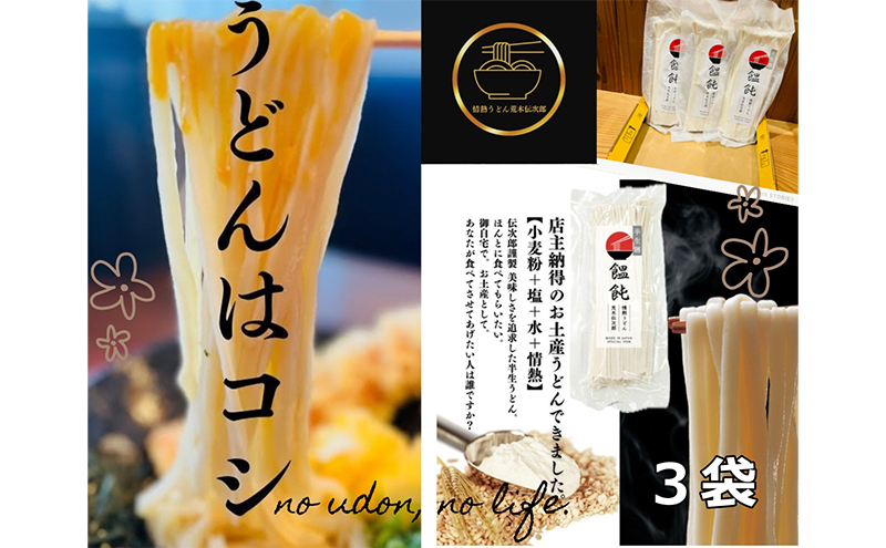 情熱うどん 荒木伝次郎 半生うどん 300g 3袋 900g (6～9人前) 本格 讃岐うどん ふるさと納税 うどん 本場の味 饂飩 お取り寄せ 伝統製法 麺 ミシュラン ビブグルマン 香川 宇多津