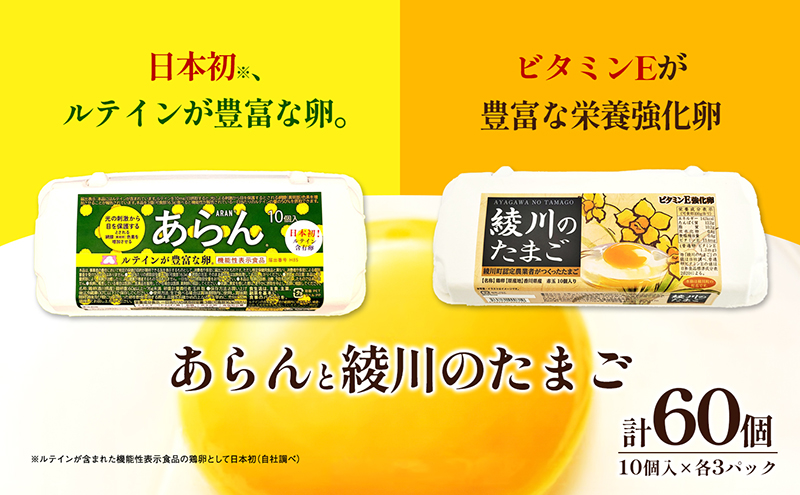 あらんと綾川のたまご（10個入り）各3パック入り 食品 栄養 健康 見える 改善 色鮮やか 吸収 サプリメント くせがない 生鮮食品 ぼやけて見える