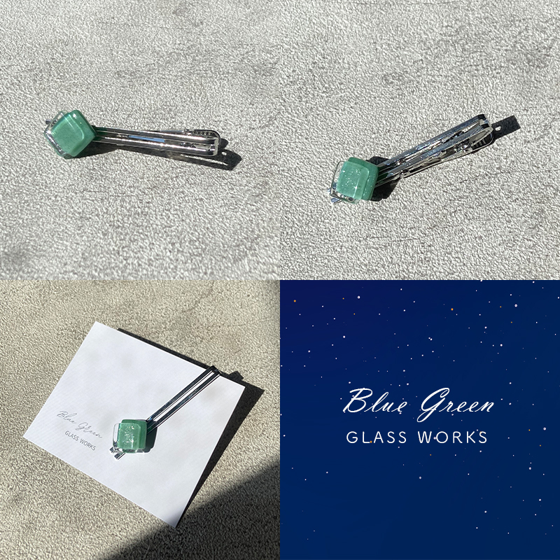 つやめくガラスのネクタイピン [ スクエア深緑 ]　ガラス細工 おしゃれ アクセサリー ファッション小物 ネクタイ ピン 日用品 雑貨 プレゼント 贈り物 香川県 綾川町
