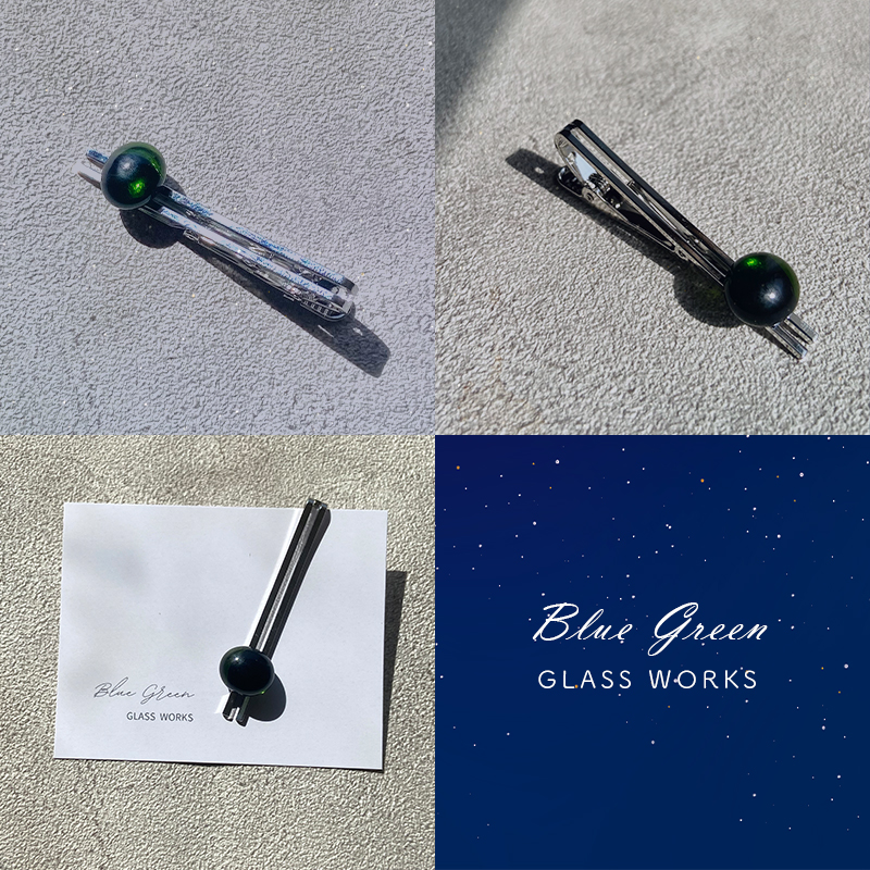 つやめくガラスのネクタイピン [ オリーブ ]　ガラス細工 おしゃれ アクセサリー ファッション小物 ネクタイ ピン 日用品 雑貨 プレゼント 贈り物 香川県 綾川町