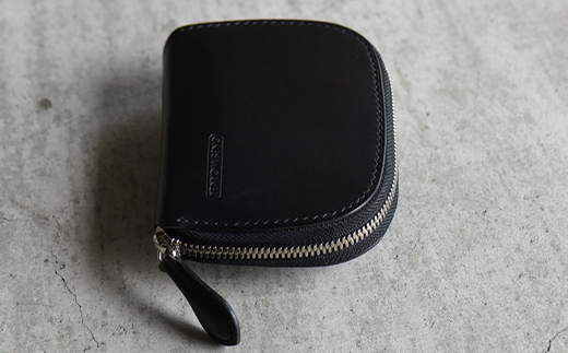 ファスナーウォレット 手のひらサイズのブッテーロ ショートサイズラウンドジップウォレット （ブラック） F5J-1052