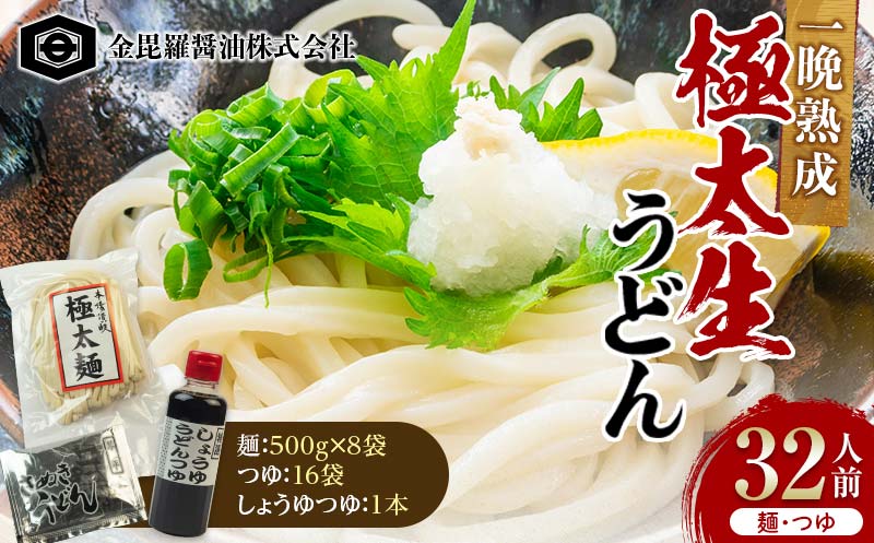 本場の味さぬきうどん 熟成極太生うどん500g×8袋 つゆ、しょうゆつゆ付 F5J-162