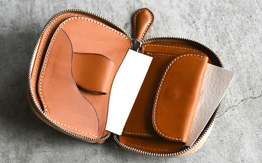 ファスナーウォレット 手のひらサイズのブッテーロ ショートサイズラウンドジップウォレット （キャメル） F5J-1051