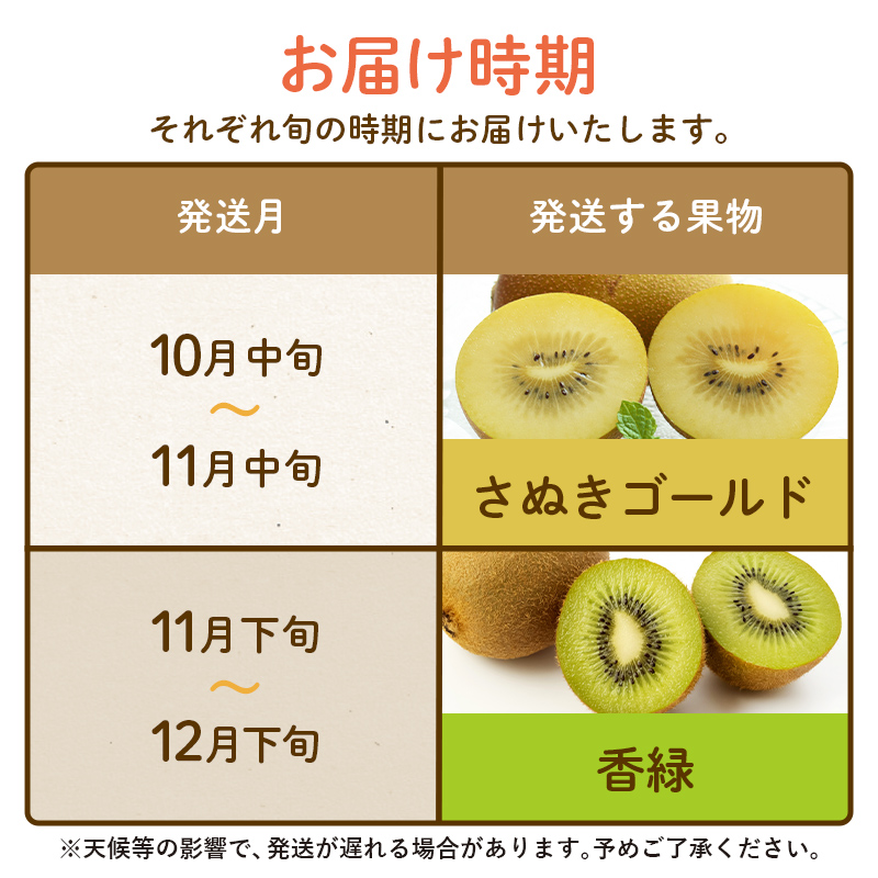【フルーツ定期便 2回】 《さぬきゴールドからスタート》 I セット さぬきゴールド 約2.7kg 香緑 約3kg キウイ キウイフルーツ 旬 果物 国産 香川県 フルーツ定期便 F5J-787