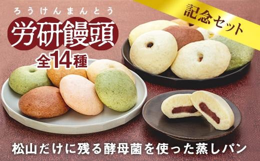 労研饅頭（ろうけんまんとう）全14種類記念セット パン 蒸しパン 菓子パン お取り寄せスイーツ おやつ 和スイーツ あんこ 製菓 冷凍食品 酵母 酵母菌 ギフト 愛媛県 松山市 人気おすすめ