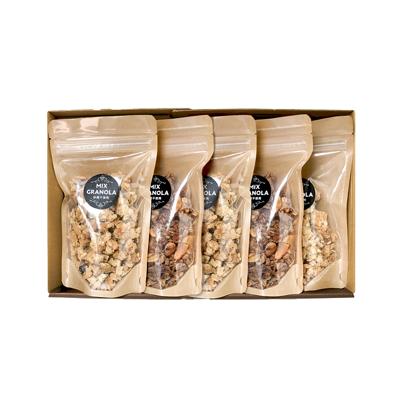【冬季限定：10月から5月下旬発送】グラノーラ５個セット（ミックス３個・チョコレートバナナ２個）（白砂糖不使用・グルテンフリー）【化粧箱入り】【受注生産】 | チョコレート バナナ グラノーラ ミックスグラノーラ グルテンフリー 愛媛県 松山市 ココオ Koko'o