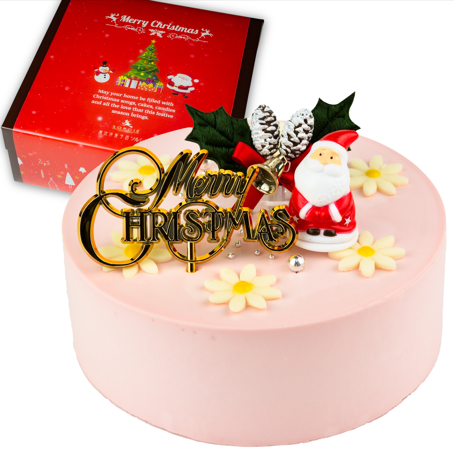 【着日指定可】クリスマスケーキ センイルケーキ 4号 直径13.5cm 2人〜4人分 285g 【クリスマス飾り付】【パステルピンク】 スイーツ ギフト | デザート ケーキ お菓子 洋菓子 冷凍 着日指定 お誕生日 誕生日 ギフト お祝い 愛媛県 松山市
