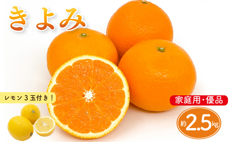 【先行予約】 きよみ  家庭用(優品) 約2.5kg ＆ 瀬戸内海の島レモン3玉 | みかん オレンジ ミカン mikan 柑橘 かんきつ レモン 檸檬 れもん フルーツ 【2026年3月中旬頃から発送予定】新鮮 柑橘 ふるーつ 果物 くだもの 農家直送 産地直送 期間限定 愛媛県 松山市 ココオ Koko'o