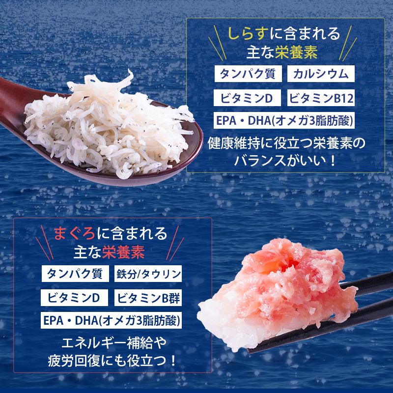 釜揚げしらすとネギトロ二色丼セット(しらす30g×11・ネギトロ30g×11／計22パック) | 冷凍 小分け 釜揚しらす 魚 常備品 しらす丼 しらすパスタ しらすチャーハン 炒飯 しらす干し 海鮮丼 ねぎとろ まぐろ ねぎとろ丼 おつまみ たんぱく質 愛媛県 松山市