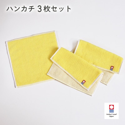 (今治タオル)キャンバスタオル ハンカチ 3枚セット(イエロー)[I002150HT3Y]