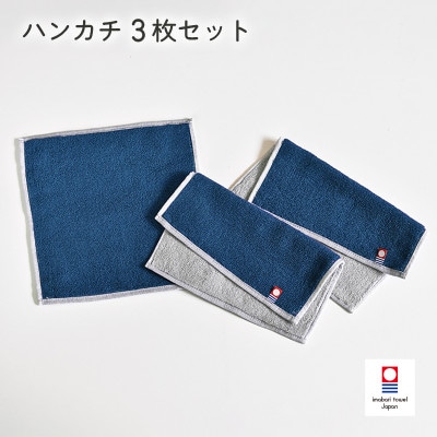 (今治タオル)キャンバスタオル　ハンカチ　3枚セット(ネイビー)【I002150HT3NV】【1680869】
