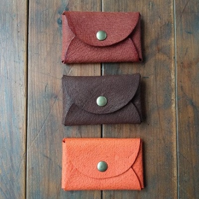 大三島イノシシ革やわらかカードケース(オレンジ色) [VB01110]【1650653】