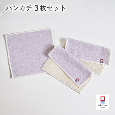 (今治タオル)キャンバスタオル ハンカチ 3枚セット(パープル)[I002150HT3PU]