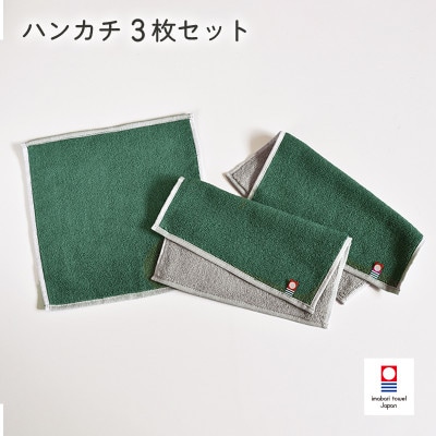 (今治タオル)キャンバスタオル　ハンカチ　3枚セット(グリーン)【I002150HT3G】【1680872】