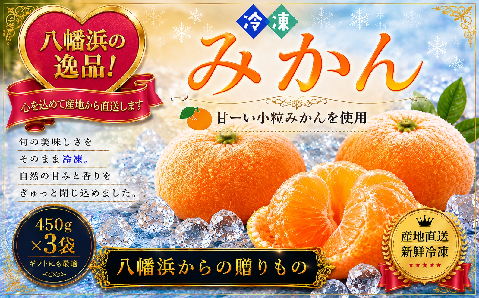 甘くて！おいしい！天然のスイーツ「小粒冷凍みかん」450g入り×3袋【B39-85】【配送不可地域：離島】YWTF060