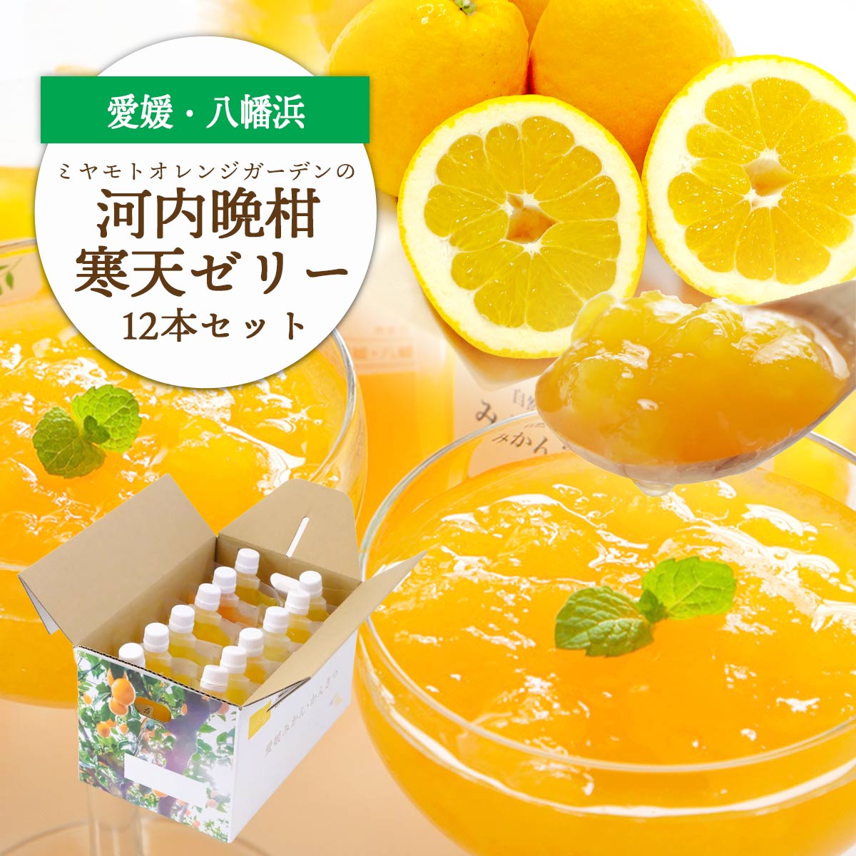ゲル化剤・pH調整剤不使用!愛媛産 河内晩柑寒天ゼリー 12本セット【D25-223】【1628741】 YWTAP164